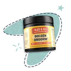Alice & Eli Golden Groovin' packaging label shows USA-made quality.