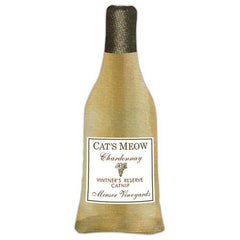 Alice's Cottage Wine Me Up catnip toy with gold rectangle design for indoor play.