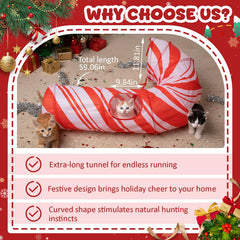 Aliceset Christmas cat tunnel sock-heel-hole view shows spacious interior for multiple pets.