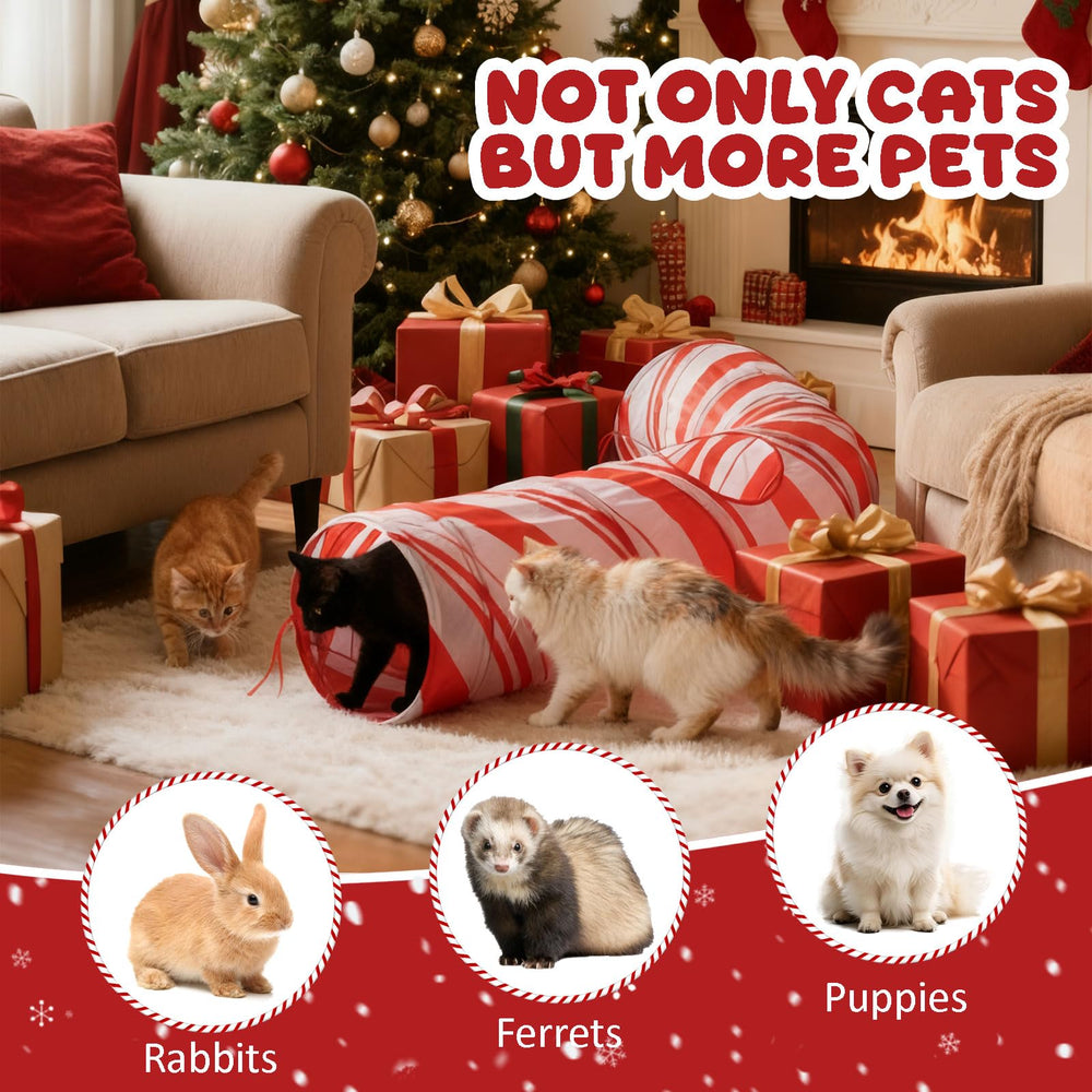Aliceset Christmas cat tunnel large opening and peephole invite feline exploration.
