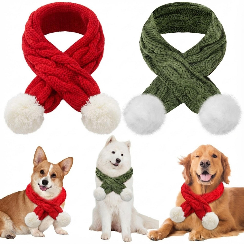 Aliceset dog christmas knitted scarf red enhances festive looks while keeping small pets warm.