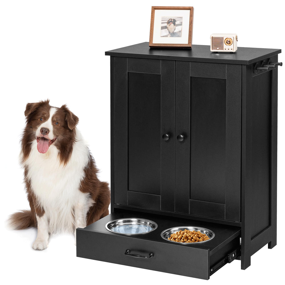 ALINE FURNITURE Dog Feeding Station storage cabinet keeps bowls and snacks neatly organized.