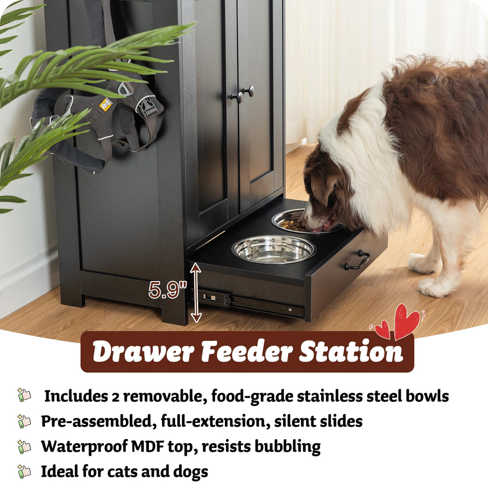 ALINE FURNITURE Elevated dog bowls provide a comfortable dining height for pets.