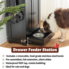 ALINE FURNITURE Elevated dog bowls provide a comfortable dining height for pets.