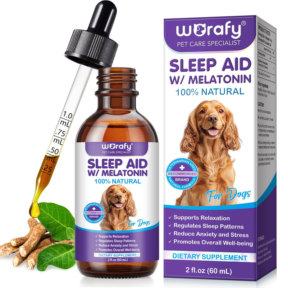 ALIVO melatonin dog sleep drops bottle for calming sleep support
