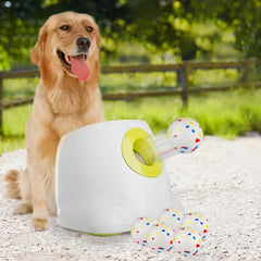 ALL FOR PAWS automatic ball launcher front view for easy backyard fetch sessions.