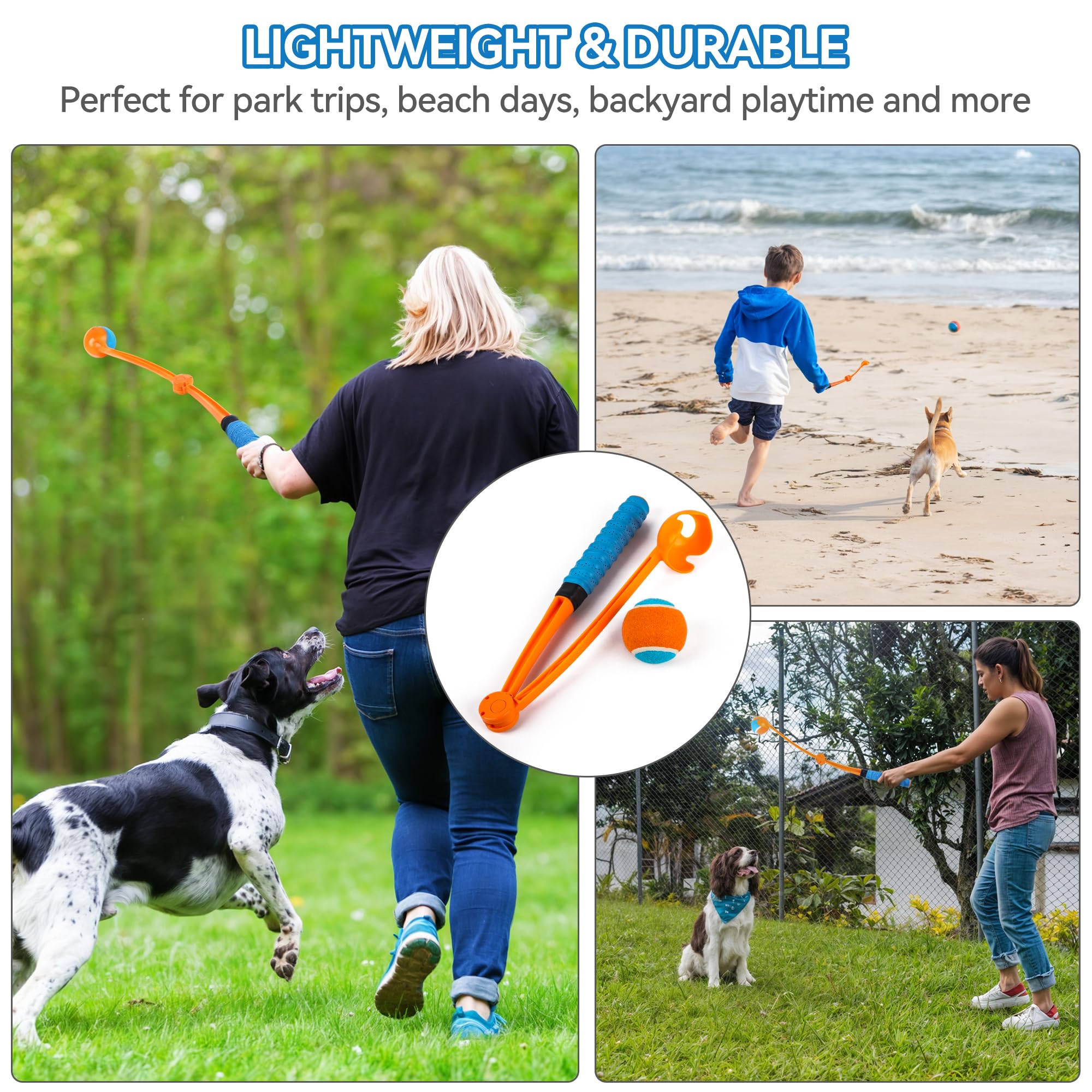 ALL FOR PAWS ball launcher racket-style handle for comfortable control