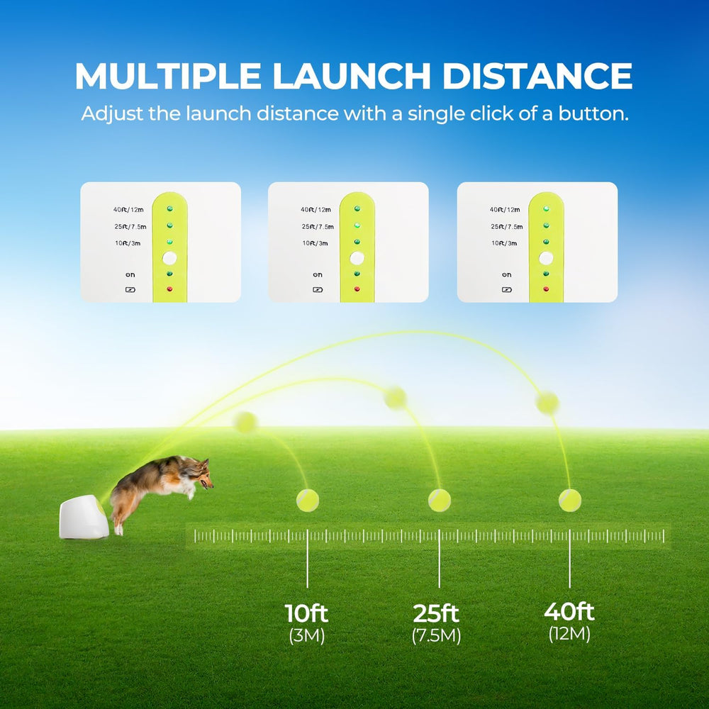 ALL FOR PAWS ball launcher adjustable distance settings tailor sessions to energy levels.