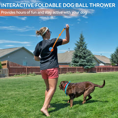 ALL FOR PAWS ball launcher extended throw showing longer fetch distance