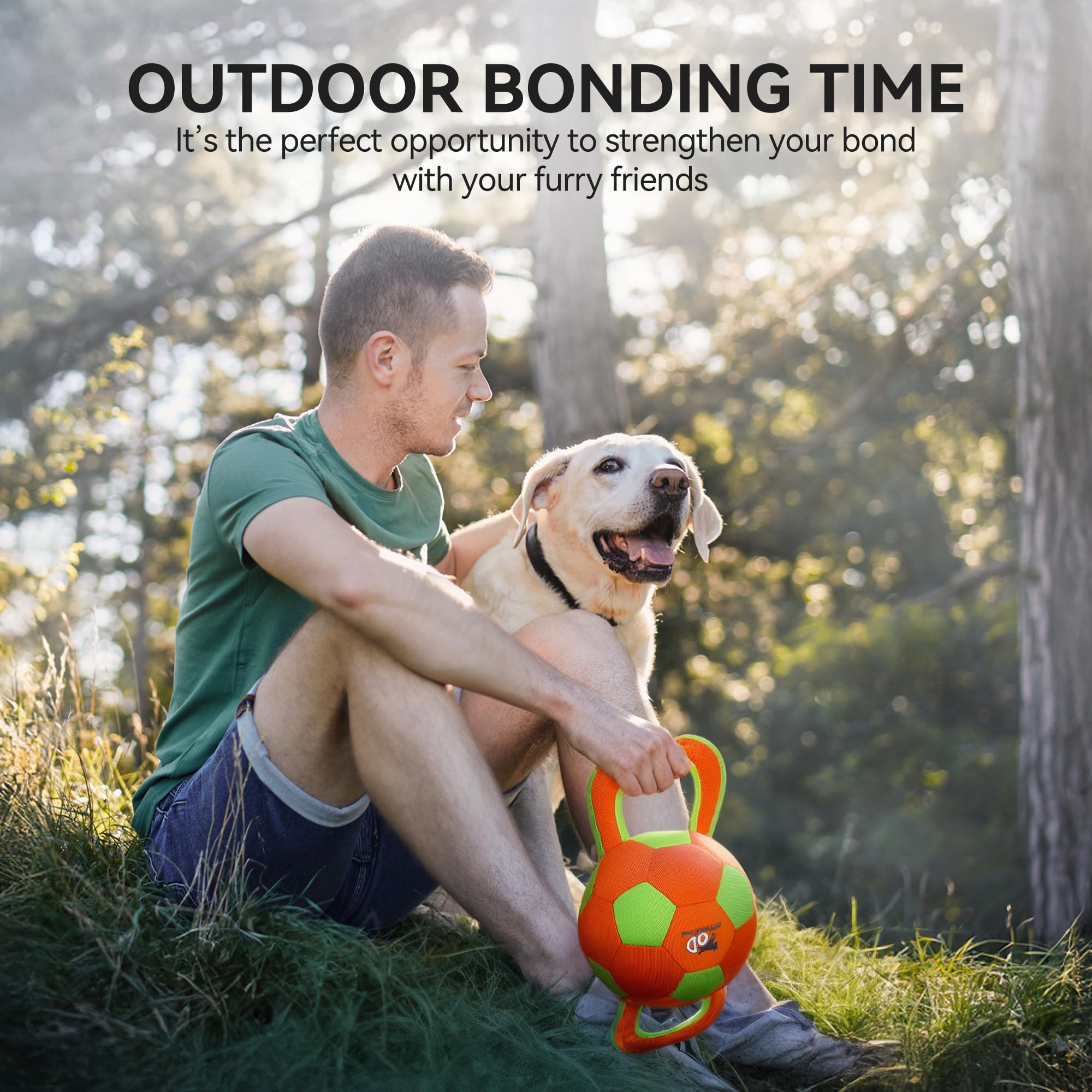 ALL FOR PAWS Ballistic Handle Ball Toy edge binding close-up for durability.