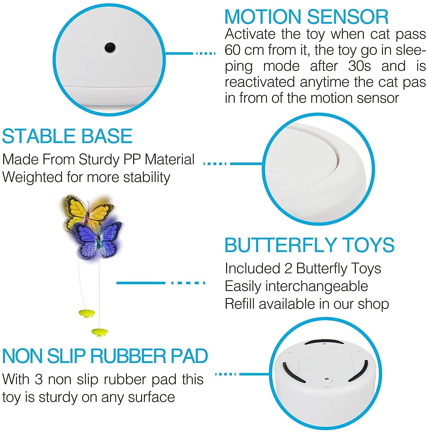 ALL FOR PAWS Motion Sensor detects nearby play to start energy-efficient activity.