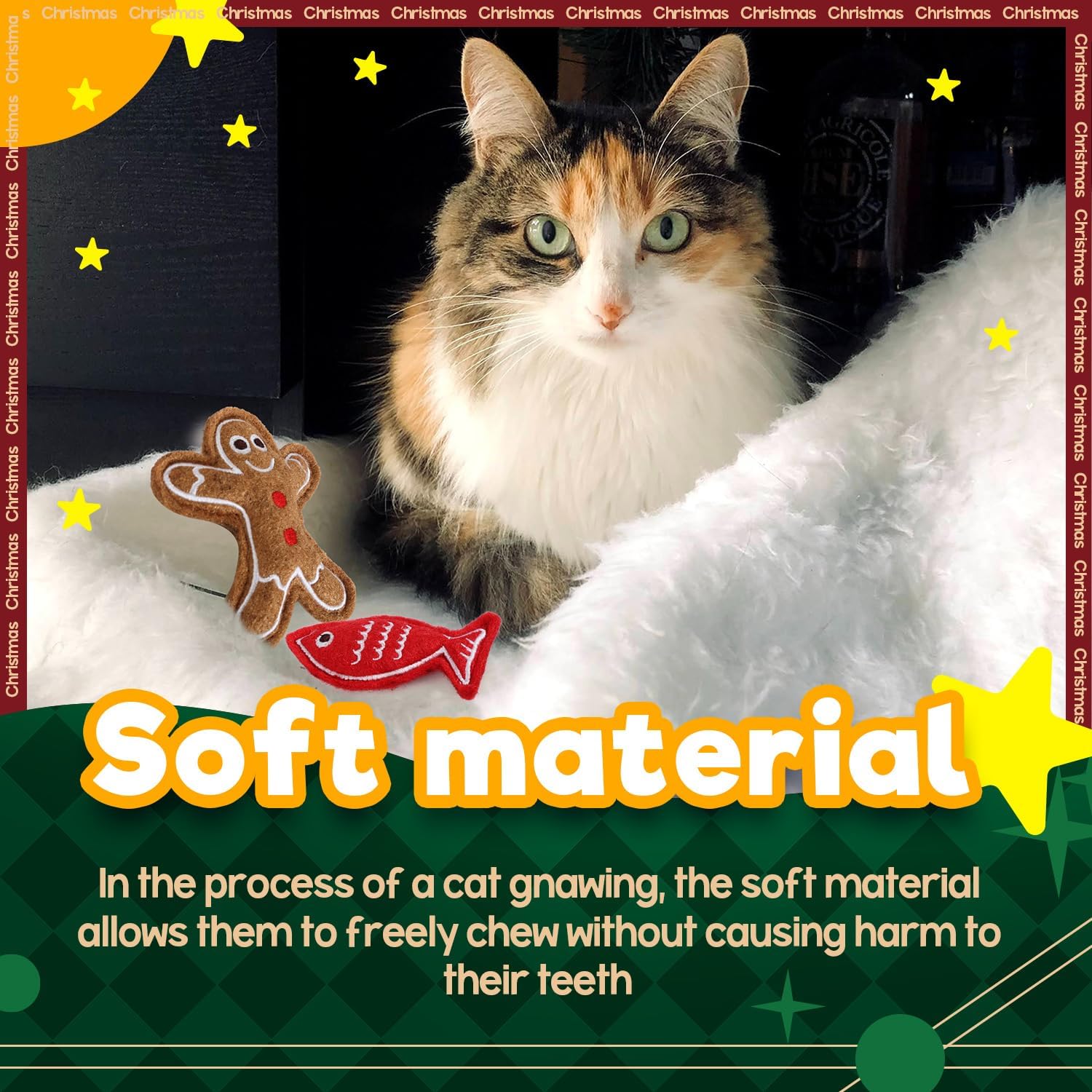 ALL FOR PAWS catnip-filled teething toy promotes playful chewing and exploration.