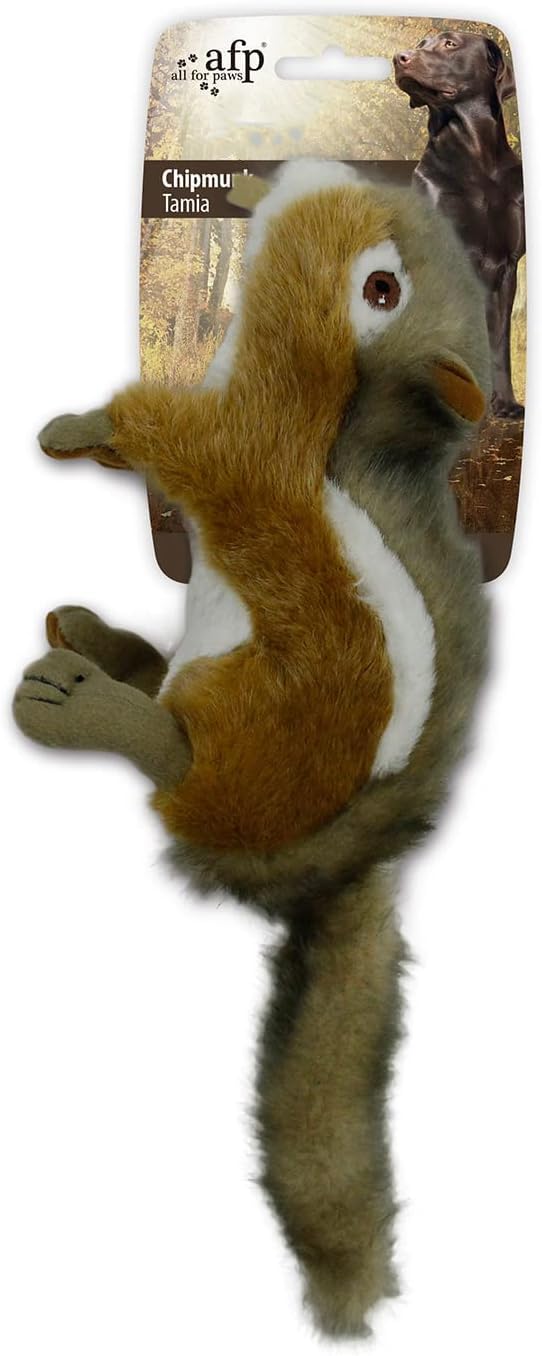 ALL FOR PAWS chipmunk dog toy front view with squeaker promotes interactive play