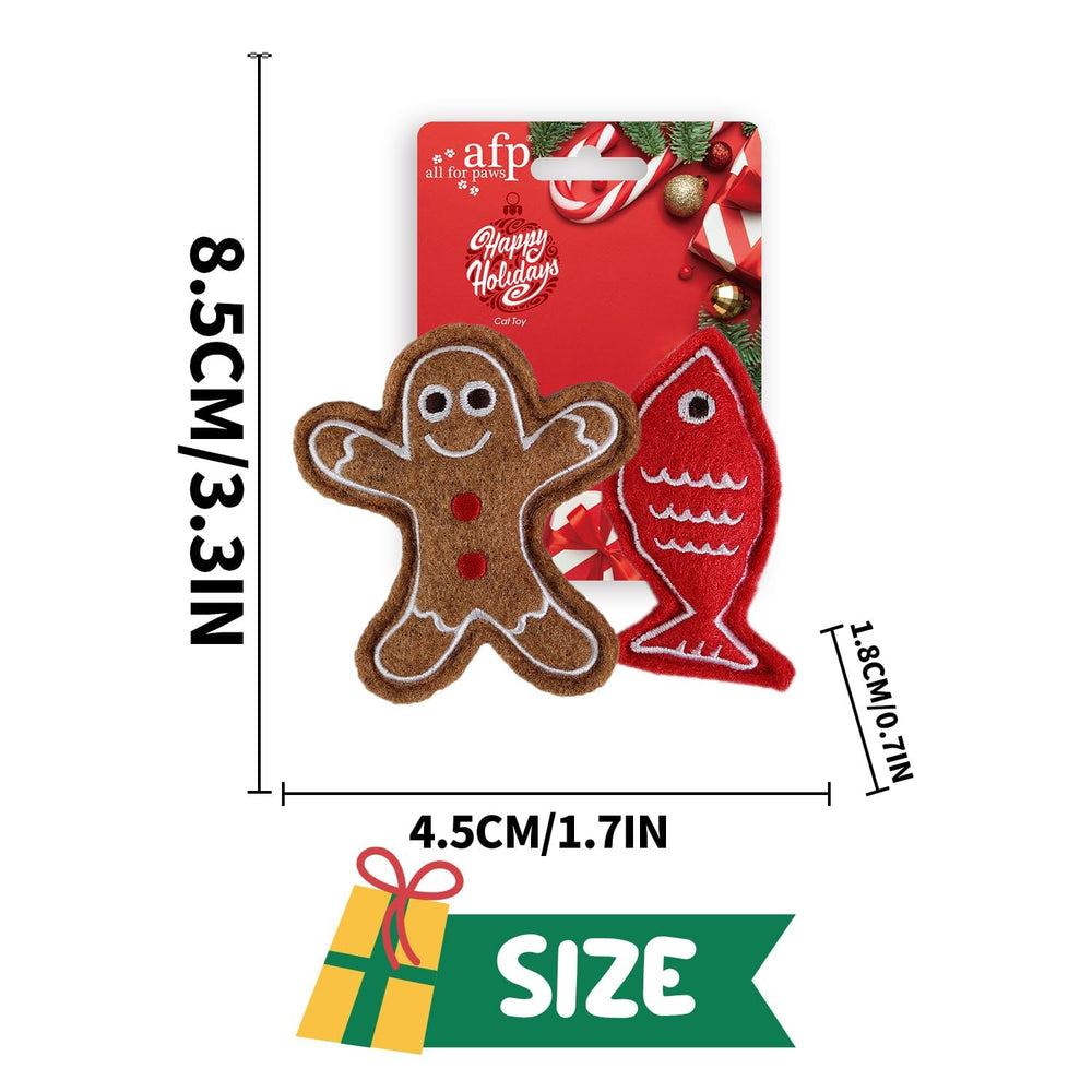 ALL FOR PAWS Christmas-pattern cat toy captures festive design for interactive play.