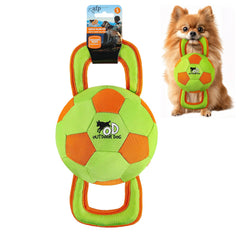 ALL FOR PAWS dog ball with handles close-up highlights durable, tug-ready design for fetch.