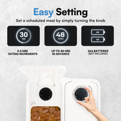 ALL FOR PAWS dog feeder timer bowl dispense close-up highlighting portion control.