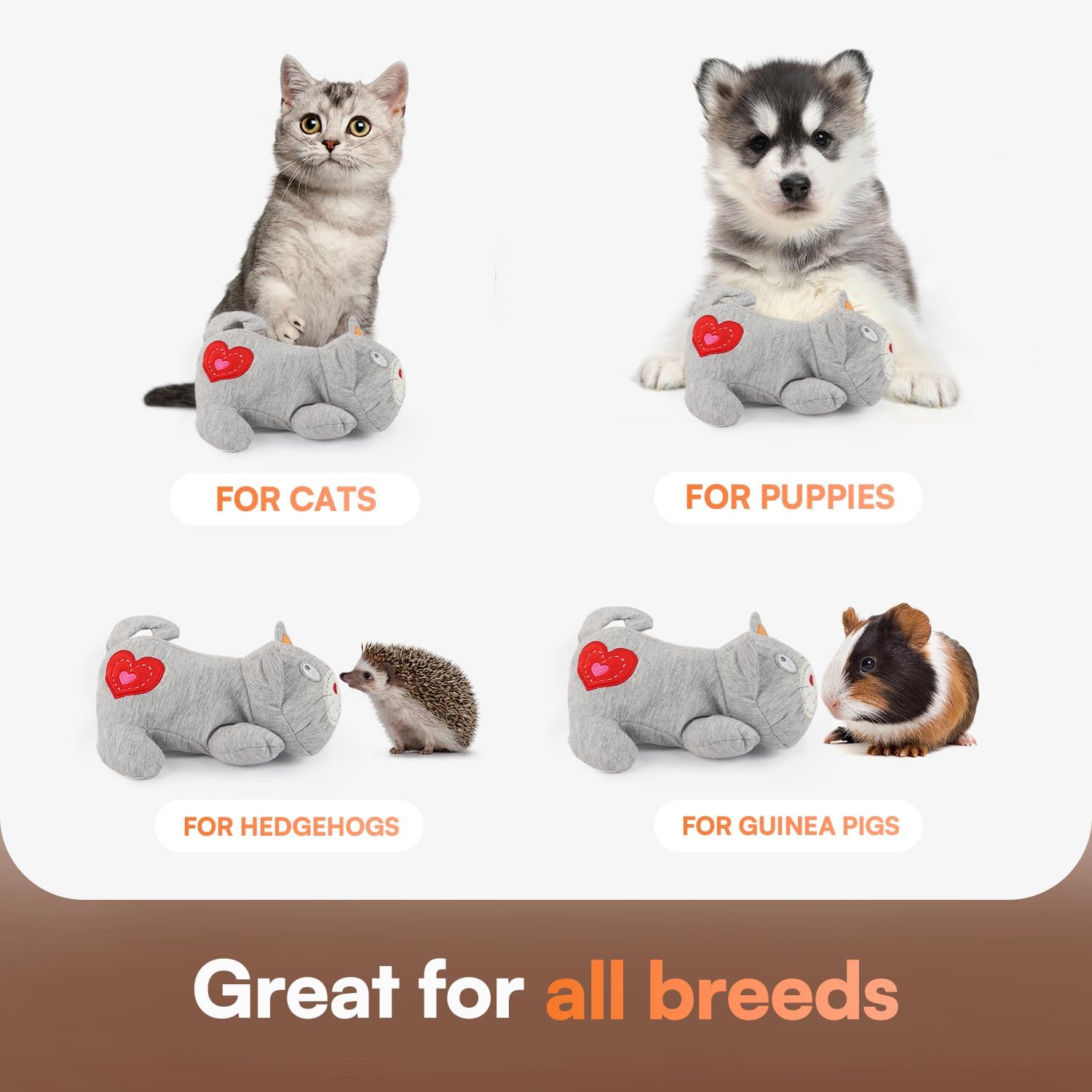 ALL FOR PAWS heartbeat cat plush toy battery compartment enabling easy setup.