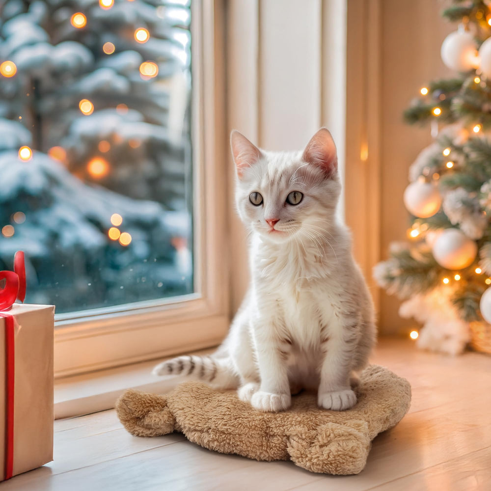 ALL FOR PAWS heated bed cover setup shows washable warmth for pets.