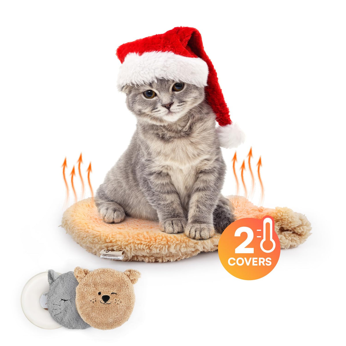 ALL FOR PAWS heated cat bed disc demonstrates safe non-toxic warmth.