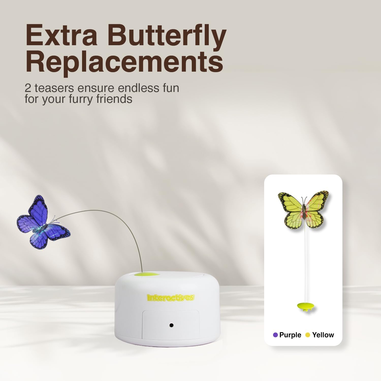 ALL FOR PAWS Butterfly Toy—anti-skid base keeps play safe and stable.