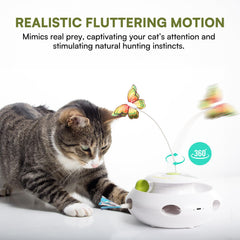 ALL FOR PAWS interactive cat butterfly toy in motion showing lifelike fluttering for chasing