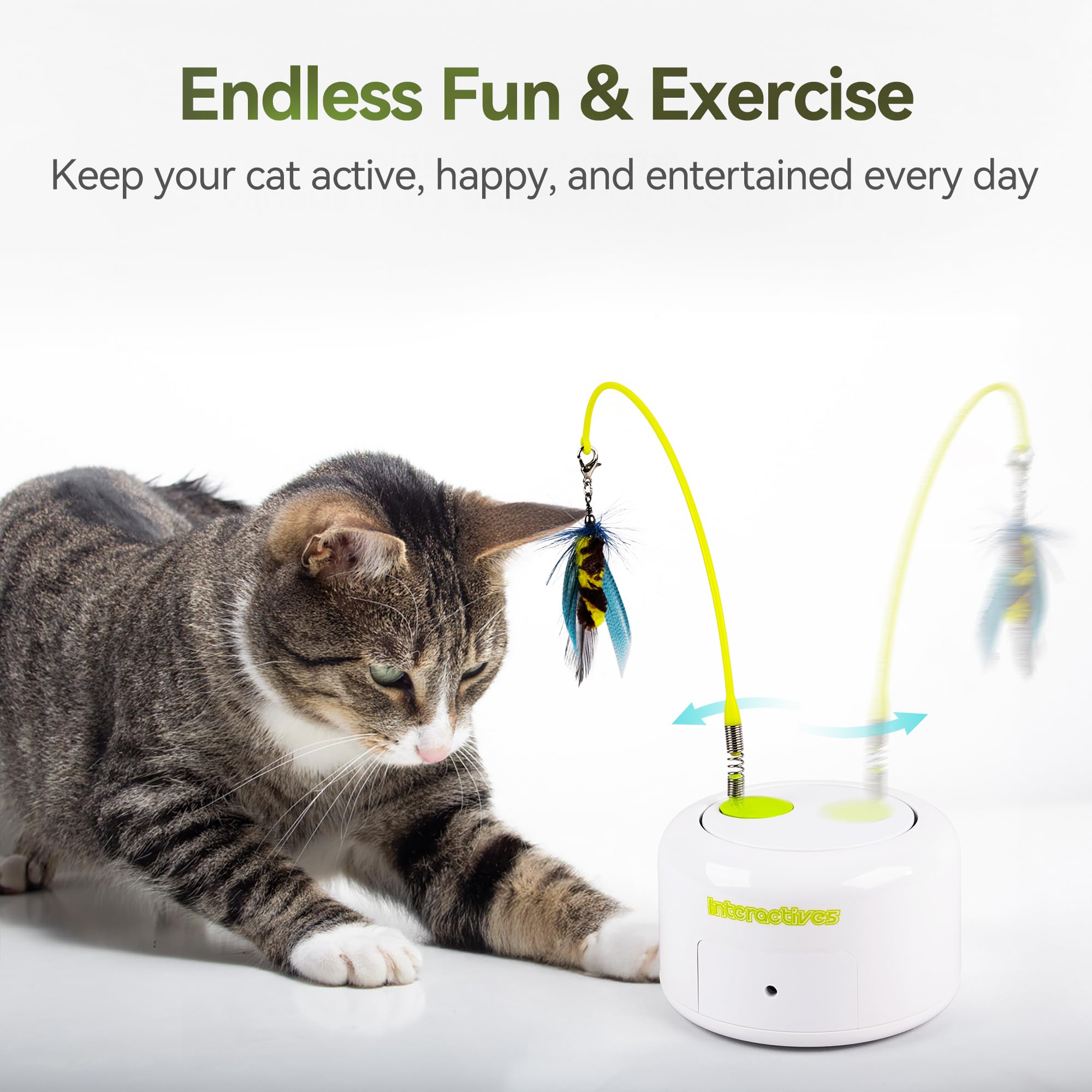 ALL FOR PAWS Interactive Cat Toy non-slip-base ensures stable play for active cats.