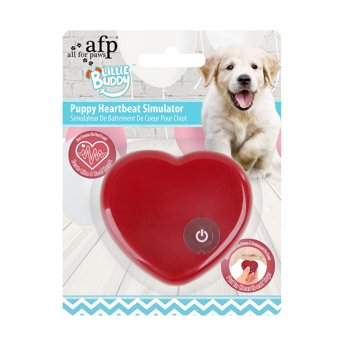 ALL FOR PAWS Little Buddy heartbeat simulator front view for quick bedtime anxiety relief.