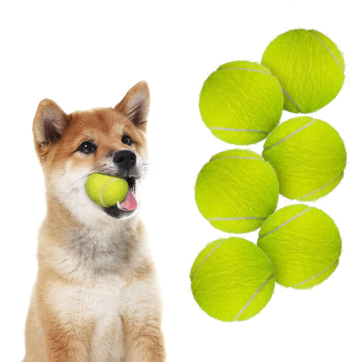 ALL FOR PAWS tennis ball 2in side view, a compact, durable fetch toy for outdoor play.