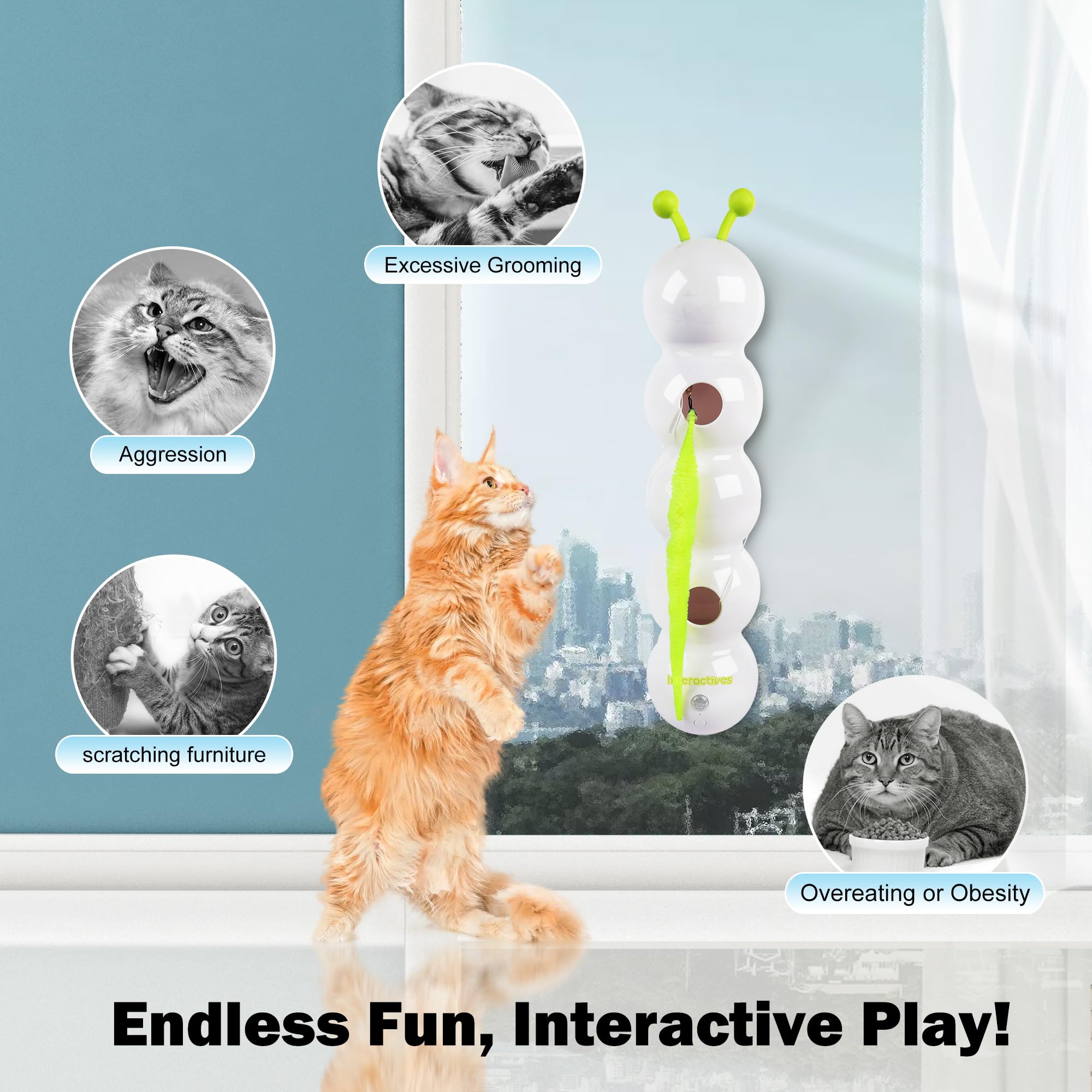ALL FOR PAWS Whack A Mole Cat Toy Fluffy Tail Teaser enhances interactive play and surprise moments.