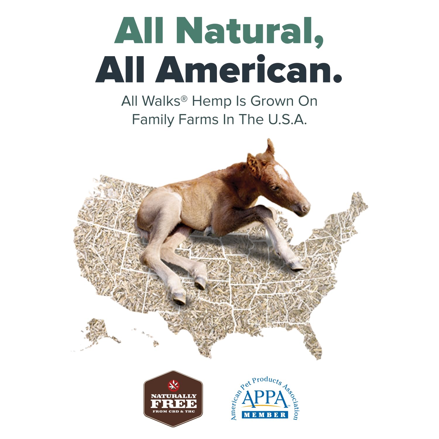 All Walks hemp bedding versatile for chickens, rabbits, hamsters, and other small animals.