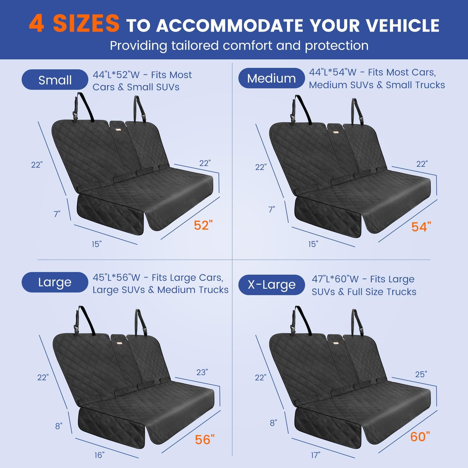 ALLANSING back seat cover easy-clean-care keeps interiors clean after daily use.