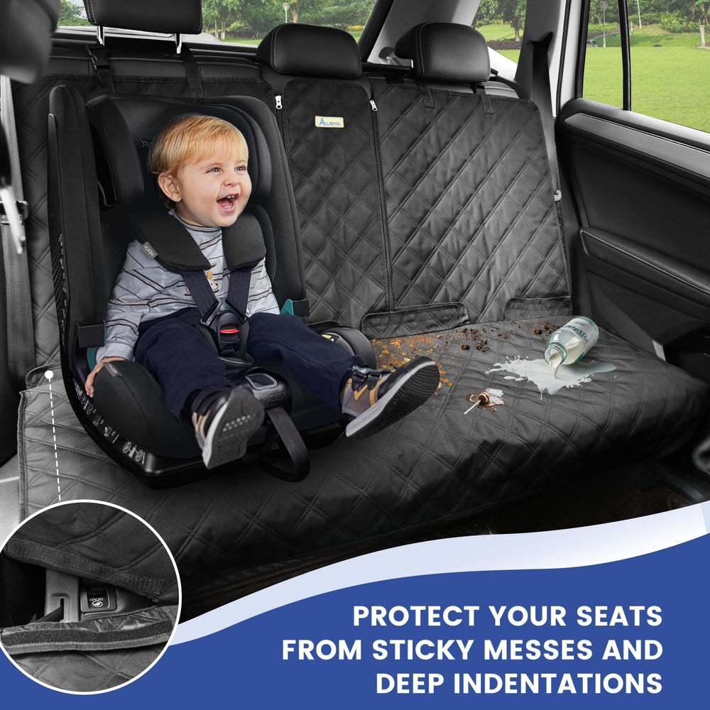 ALLANSING back seat cover multi-layer protection combines padding and leak-resistant layers for cozy, clean rides.