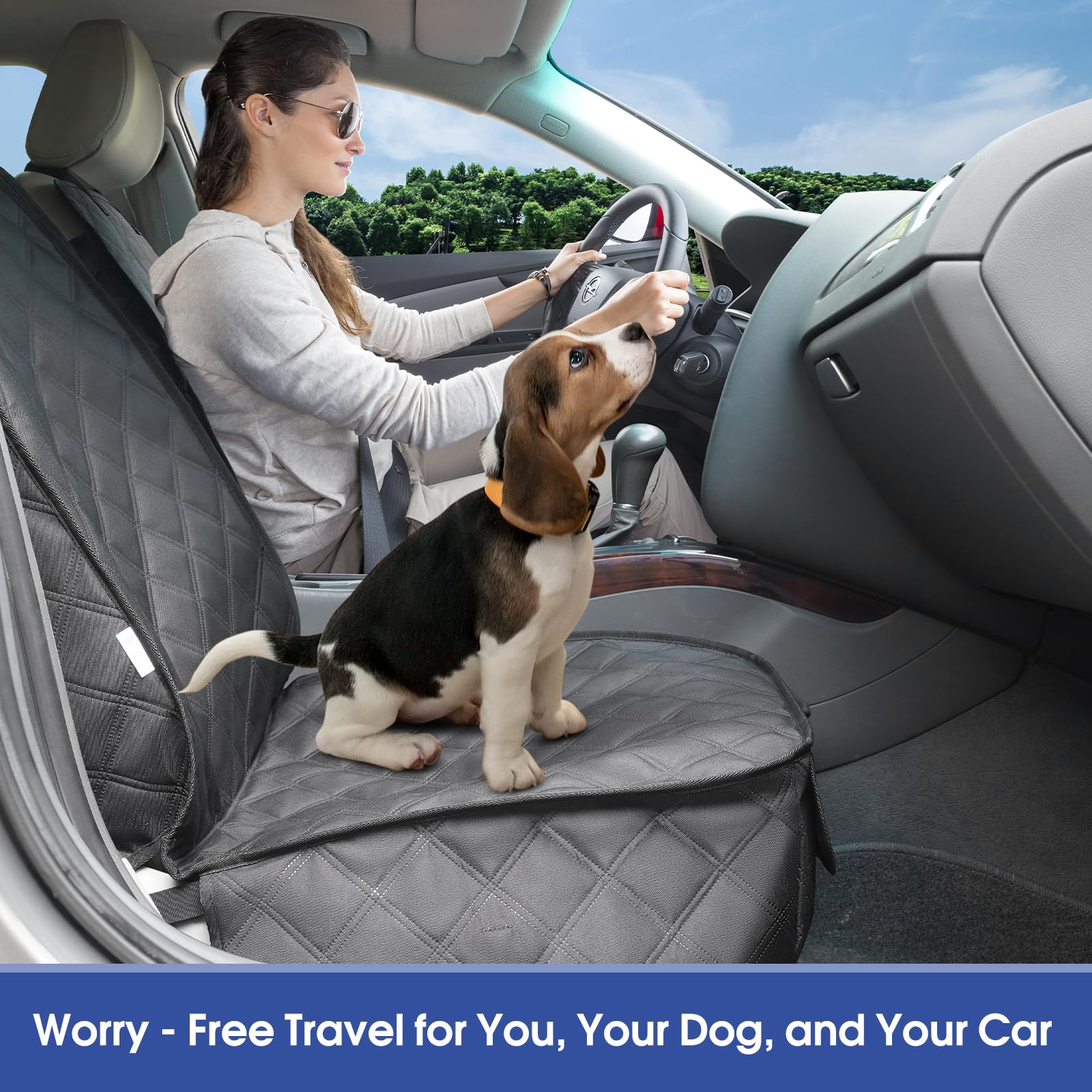 ALLANSING Seat Cover 5-Point Secure Fit minimizes sliding for cars, SUVs, trucks.