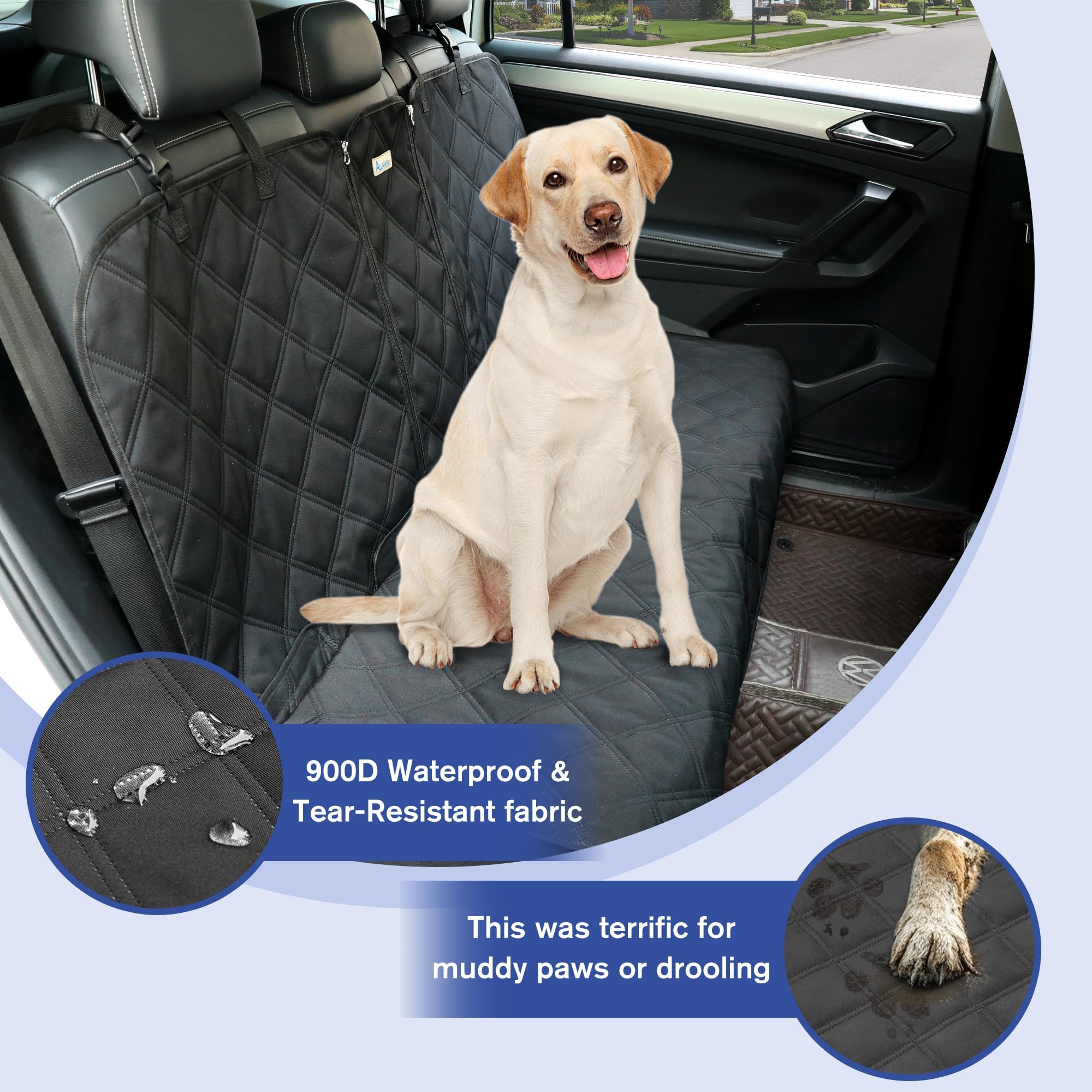 ALLANSING XL shields the entire backseat from pet hair and spills during daily use.