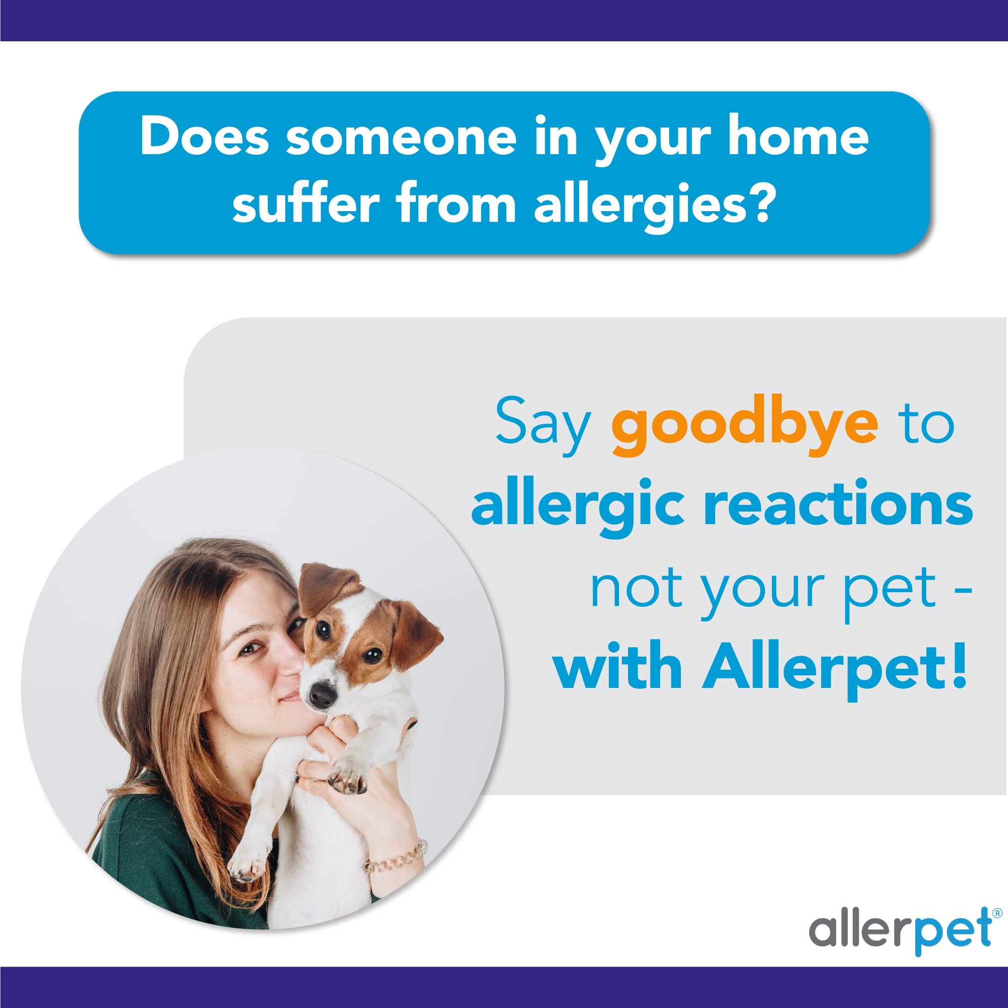 Allerpet applicator mitt close-up emphasizes soothing grooming without rinsing.