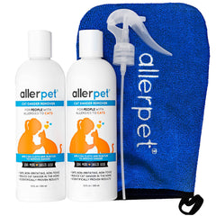 Allerpet cat dander remover bottle in a two-pack for easy allergy control.