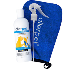 Allerpet multi-pet dander remover bottle ready for use, reduces dander without rinsing