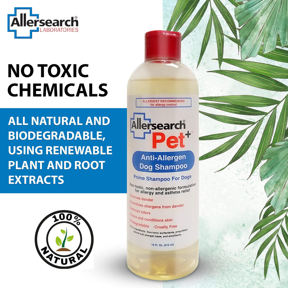 Allersearch Pet+ Shampoo lather showing mild plant-based cleansing