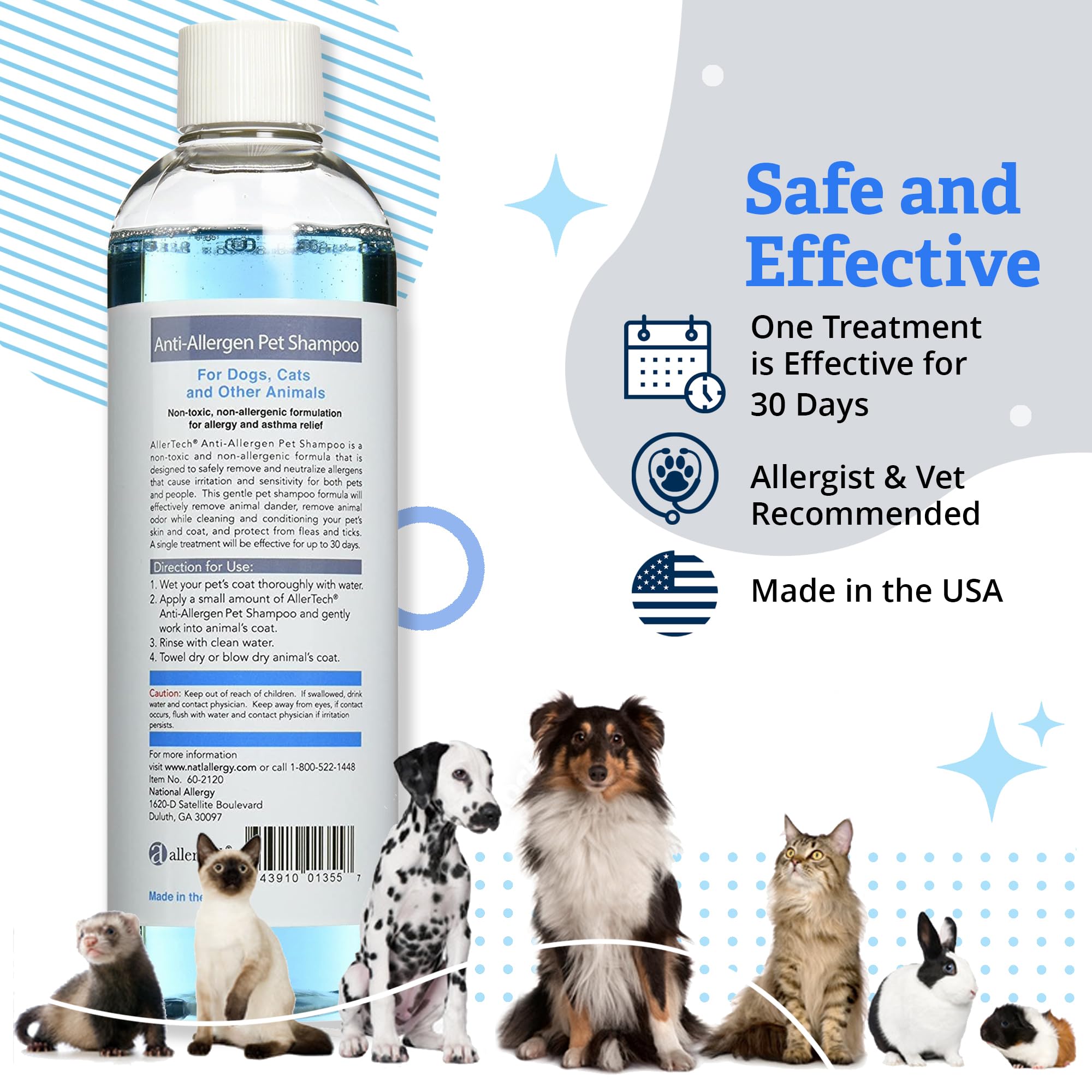 Allertech Anti-Allergen Pet Shampoo lather demonstrates gentle cleansing and odor removal.