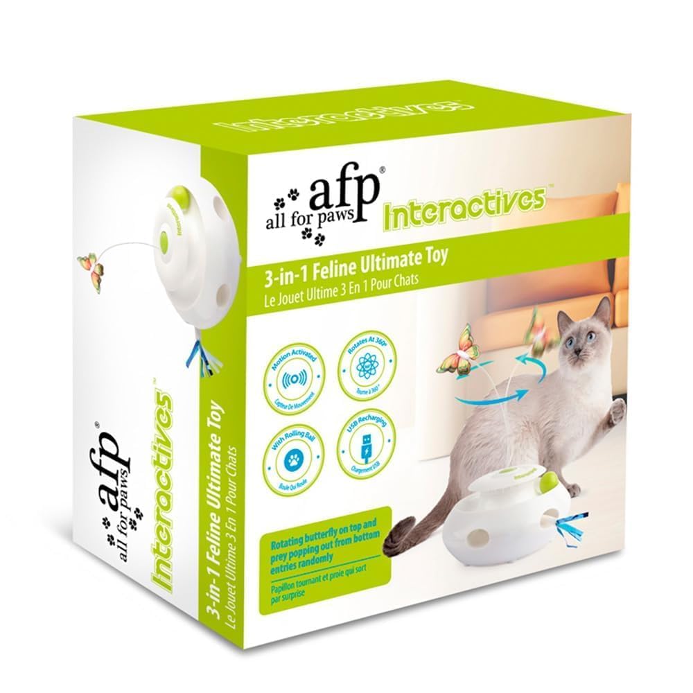 ALL FOR PAWS 3-in-1 cat toy indoor-entertainment supports cats during evenings or rainy days.