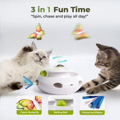ALL FOR PAWS 3-in-1 cat toy popping-ribbon excites hunting instincts with surprising pops.