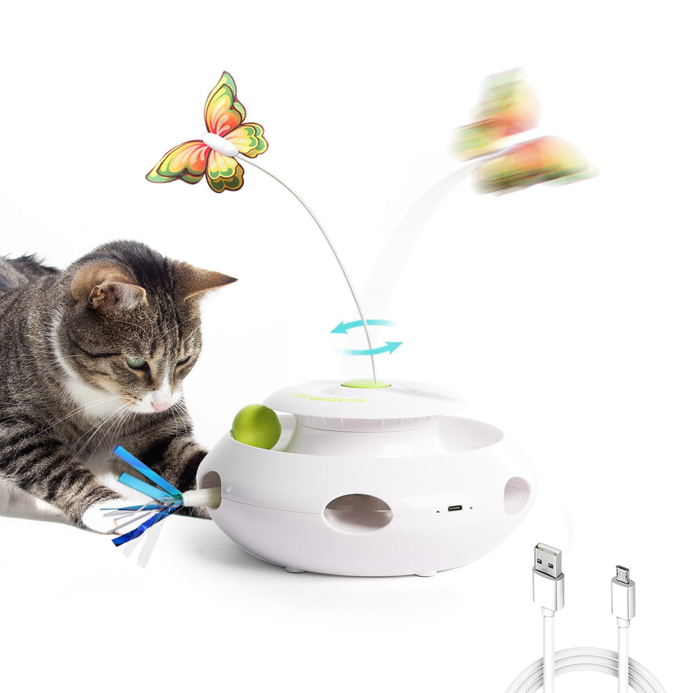 ALL FOR PAWS 3-in-1 cat toy rolling-ball-track delivers kinetic indoor play and engagement.
