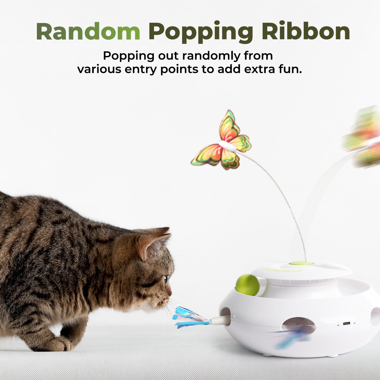 ALL FOR PAWS 3-in-1 cat toy upgraded-butterfly uses soft fabric for gentle play.