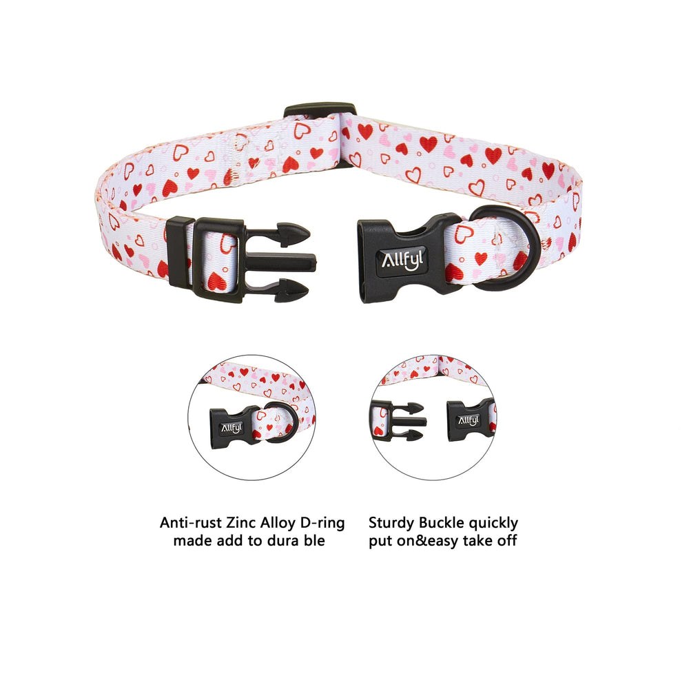 ALLFYL dog collar safety buckle closeup shows quick-release hardware.