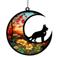 Allhercom suncatcher German Shepherd 6inch glistens in sunlight for memory display.