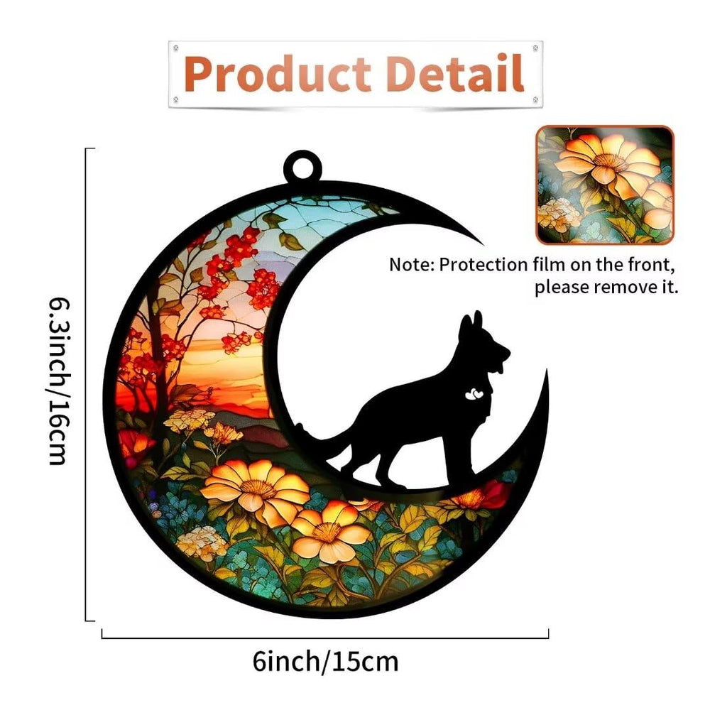 Allhercom suncatcher with name customization 6inch highlights personalized dog tribute.