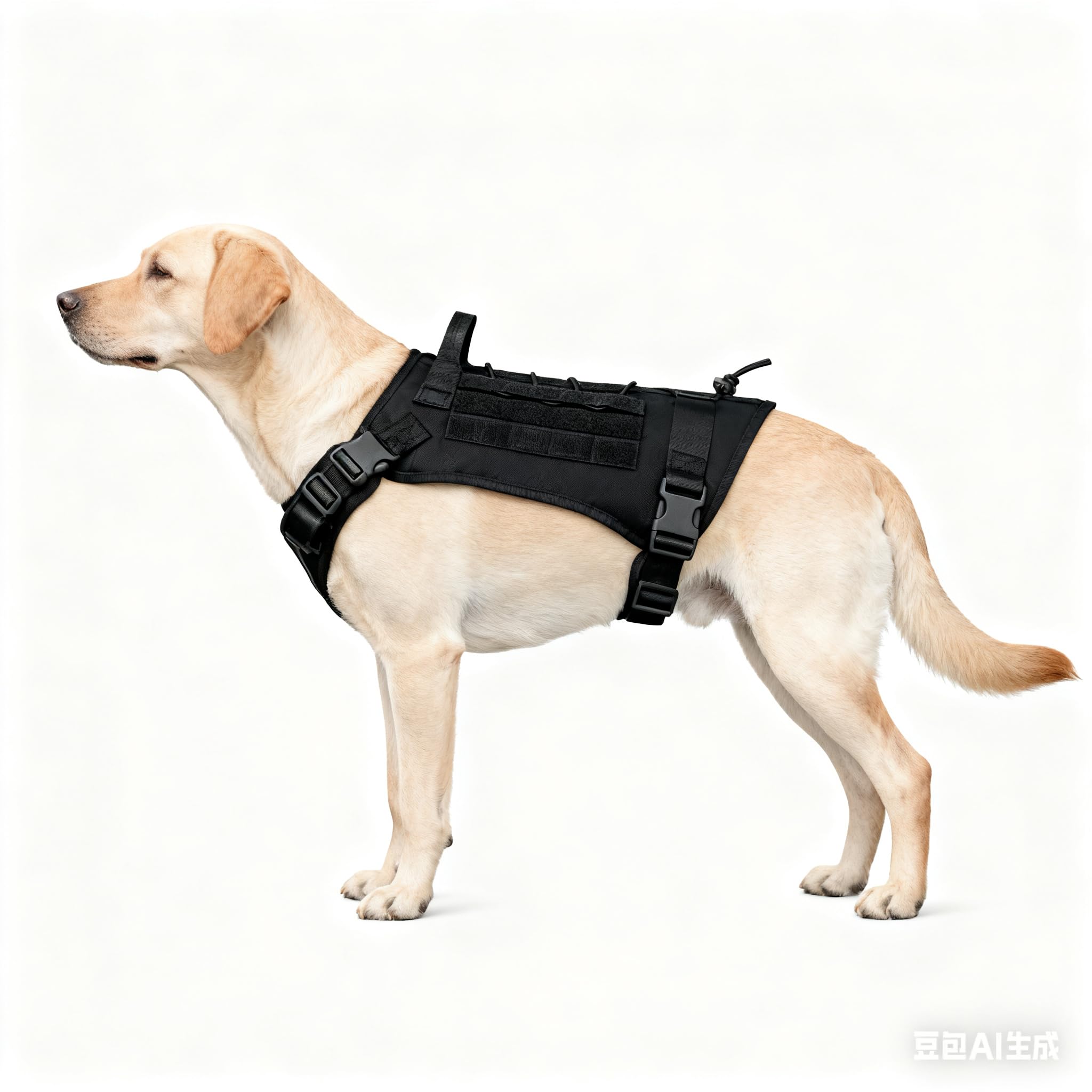 ALLIGEAR tactical dog harness front view with adjustable chest for controlled walks.