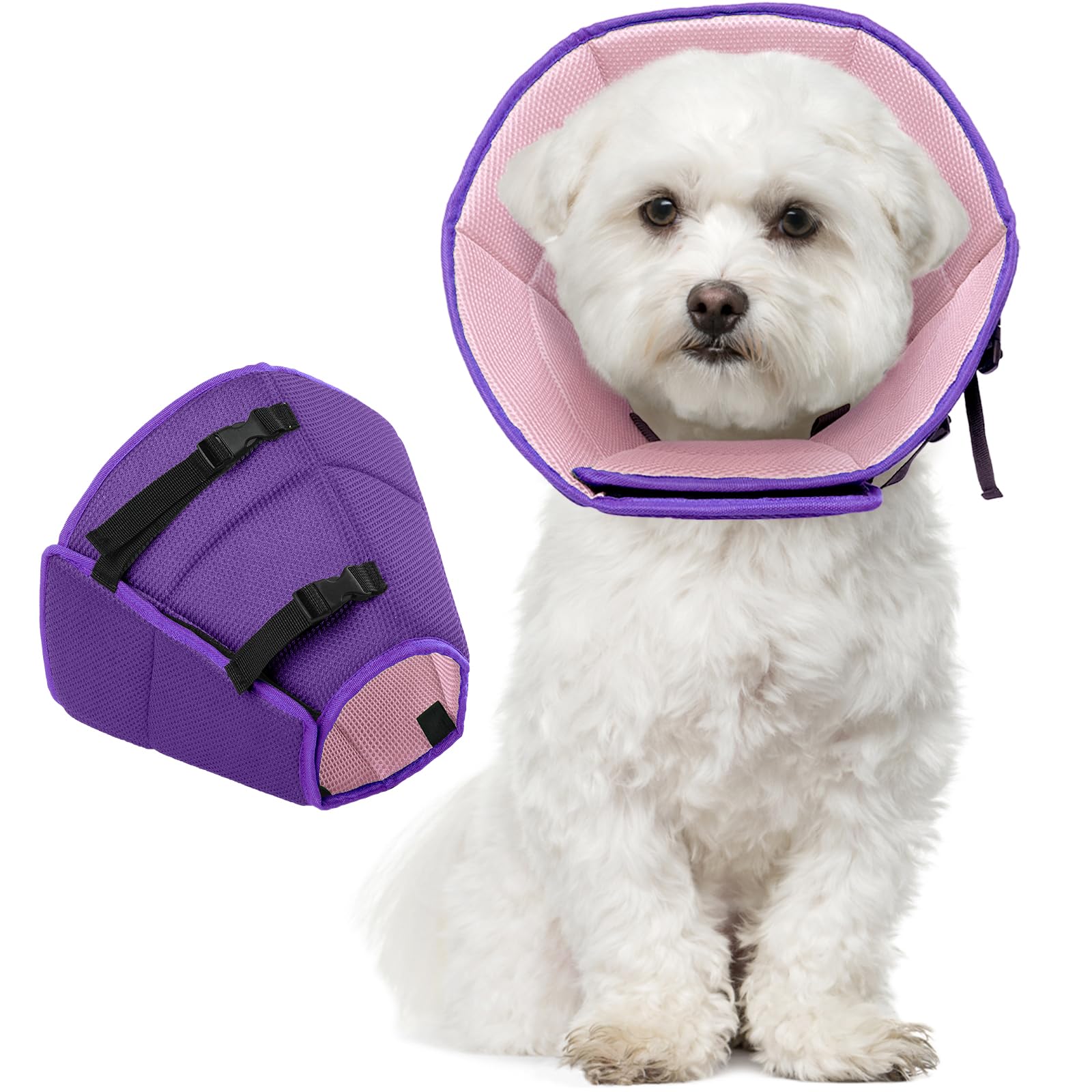 Allroaring soft cone collar shows measurement guide for proper fit and safer recovery