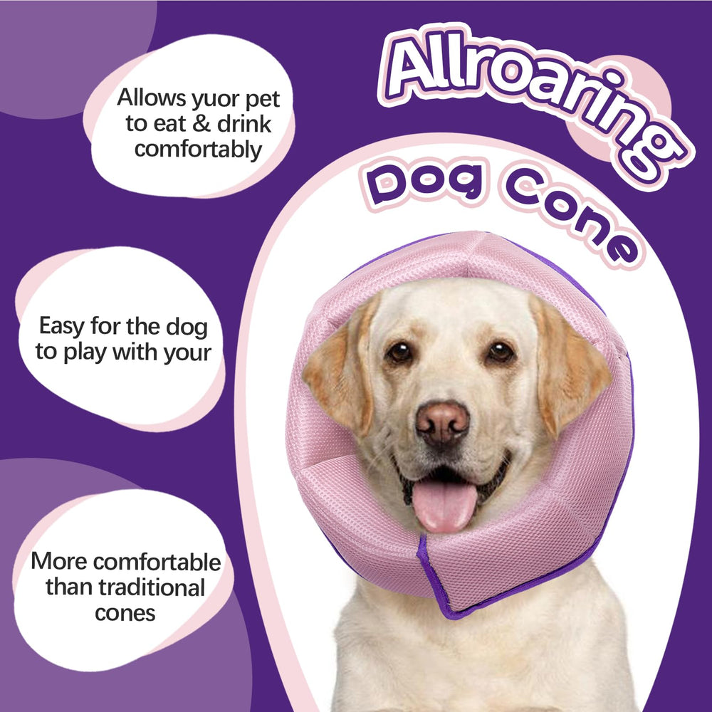 Allroaring soft Elizabethan cone supports feeding, playing, and sleeping