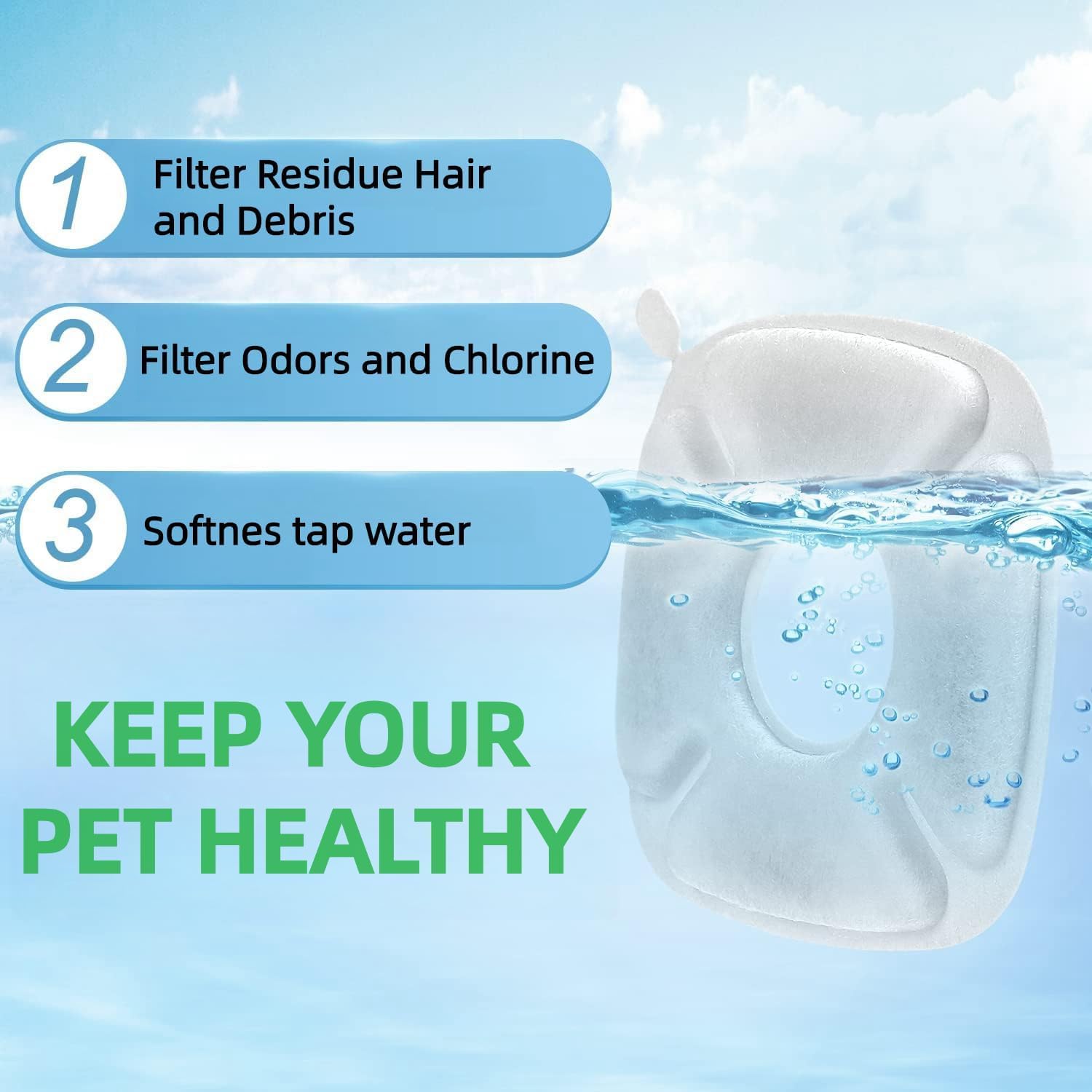Allxin activated-carbon-filter illustrates odor removal for more pleasant pet drinking water.
